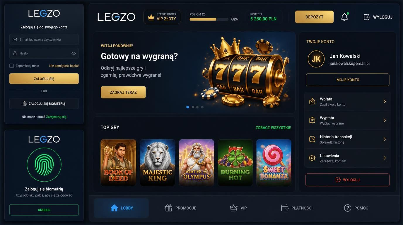 Ekran logowania status konta biometrics